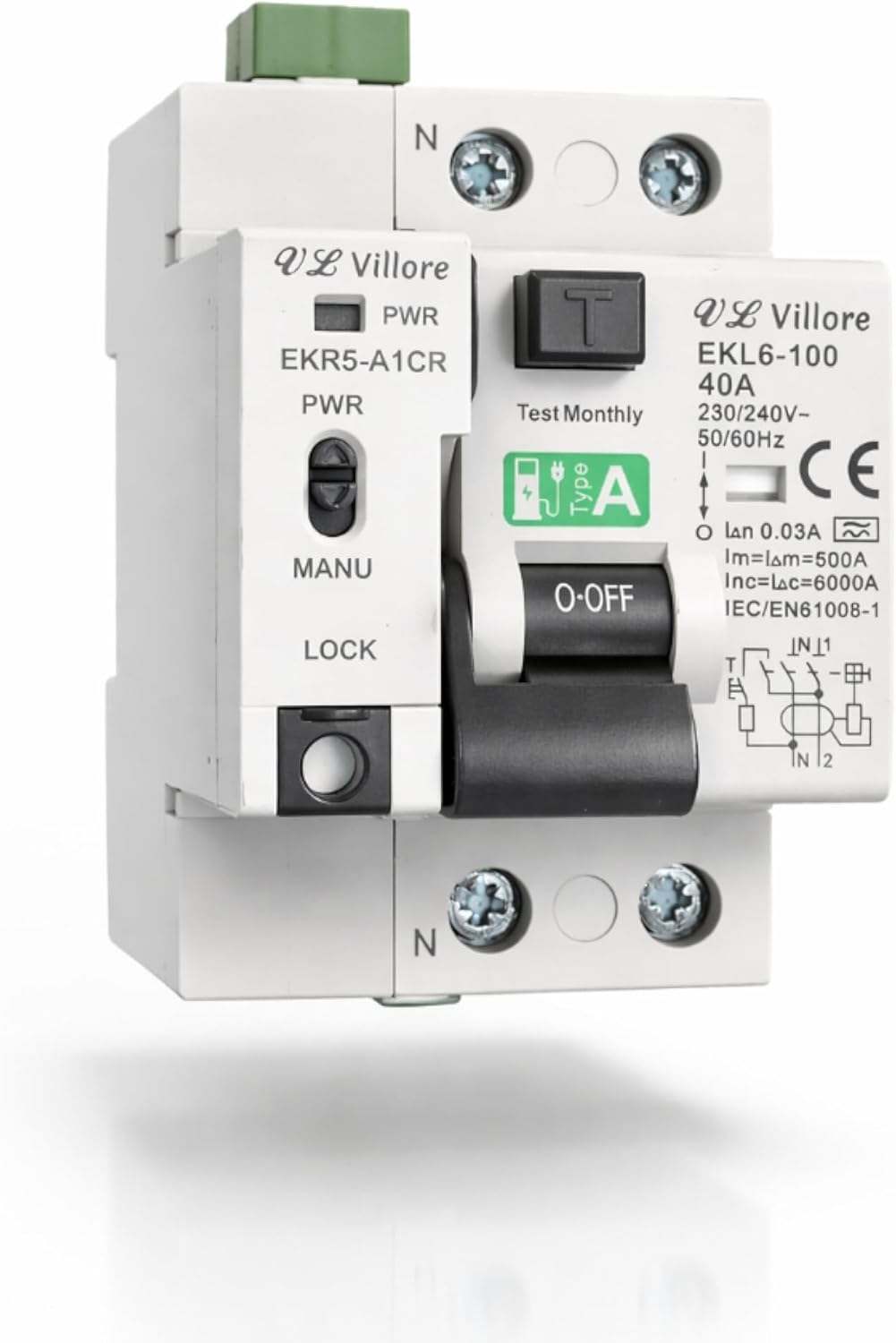Diferencial Tipo A 40A 30mA con rearme automático VL Villore vista en perspectiva