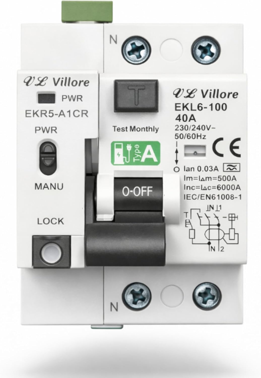 Diferencial Tipo A 40A 30mA con rearme automático VL Villore vista lateral