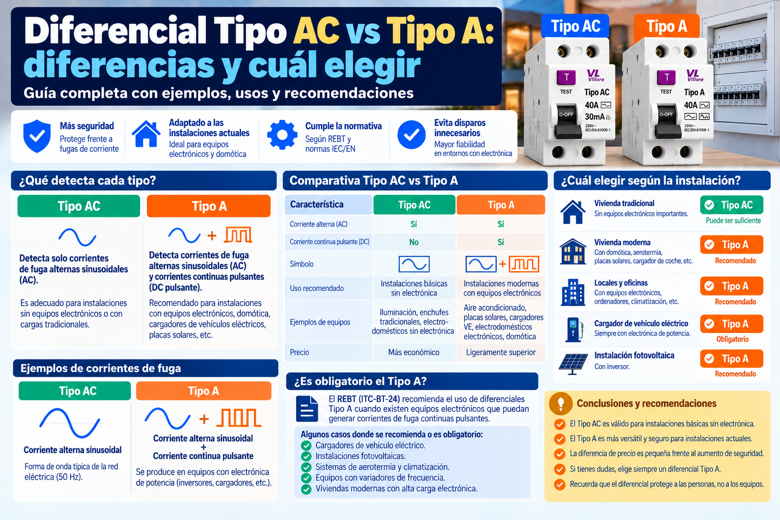 Diferencial Tipo AC vs Tipo A: diferencias y cuál elegir
