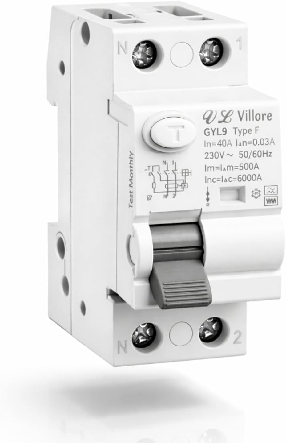 Diferencial Tipo F 40A 30mA VL Villore vista lateral
