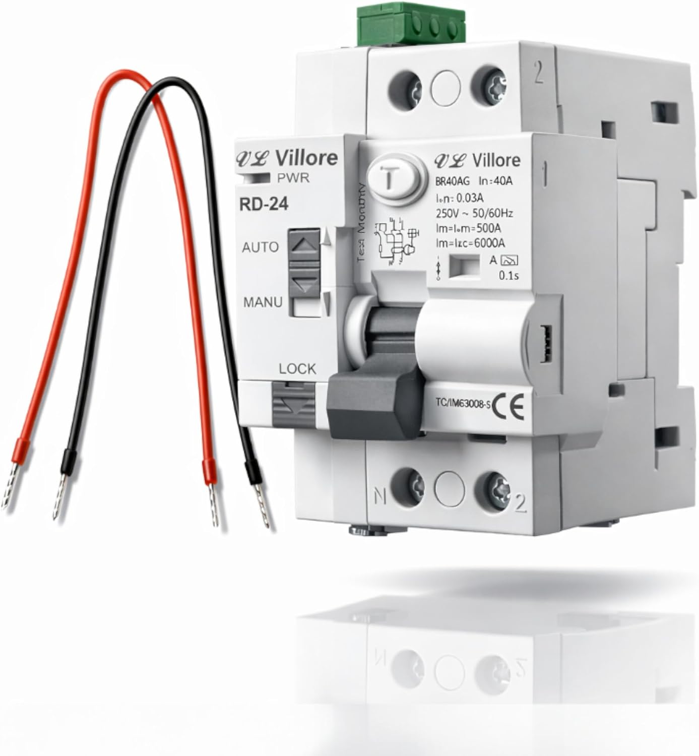 Diferencial rearmable 40A 30mA sin WiFi VL Villore vista lateral