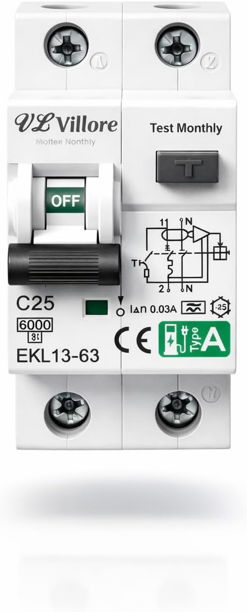 RCBO Tipo A 25A 30mA VL Villore vista frontal